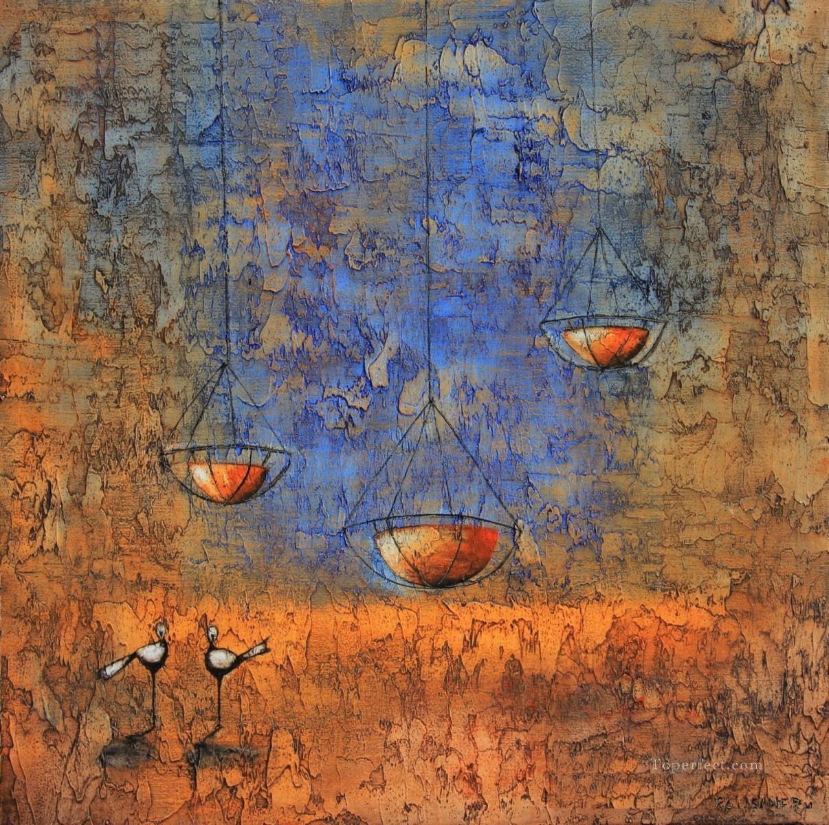 oiseaux et bol Afriqueine Peintures à l'huile